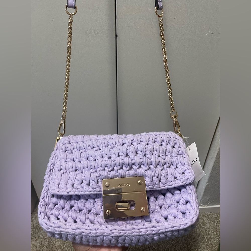 Aldo Lavender Crochet Crossbody Bag